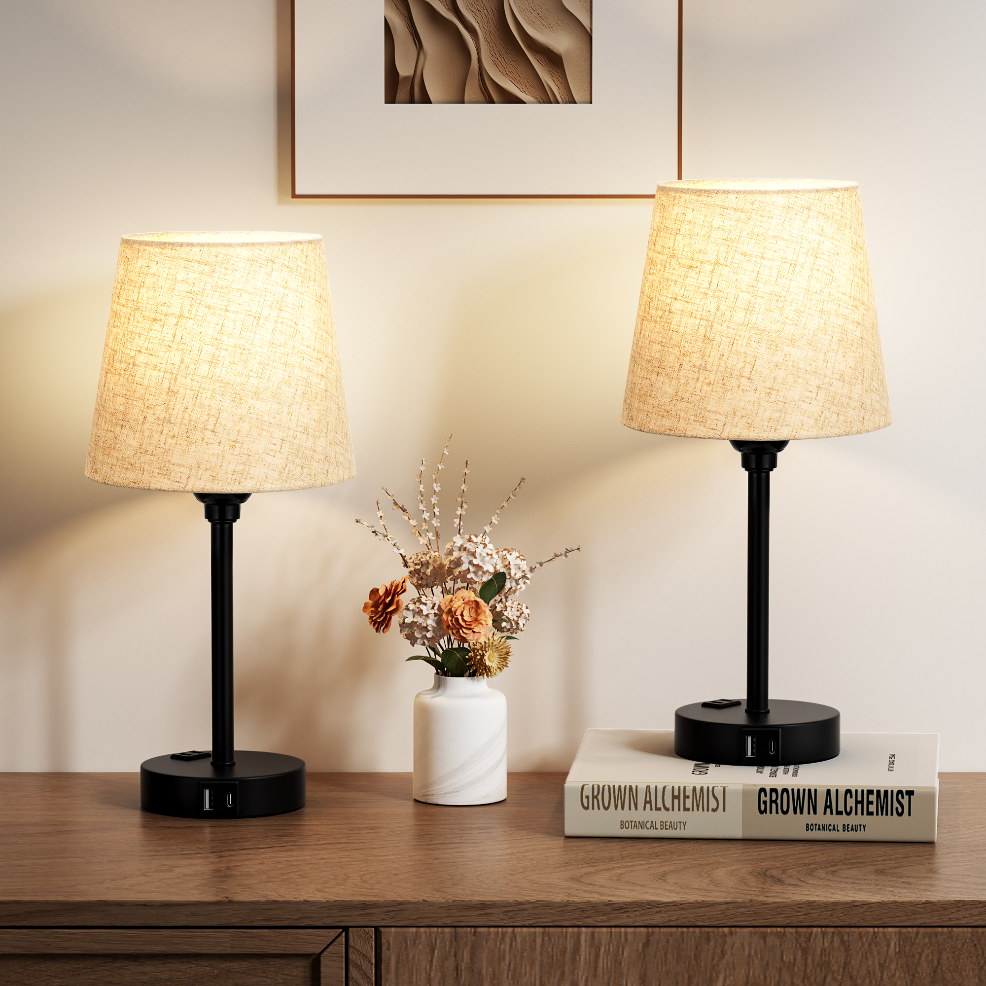 Can a minimalist table lamp achieve infinitely variable brightness with a touch, satisfying diverse ambiances?