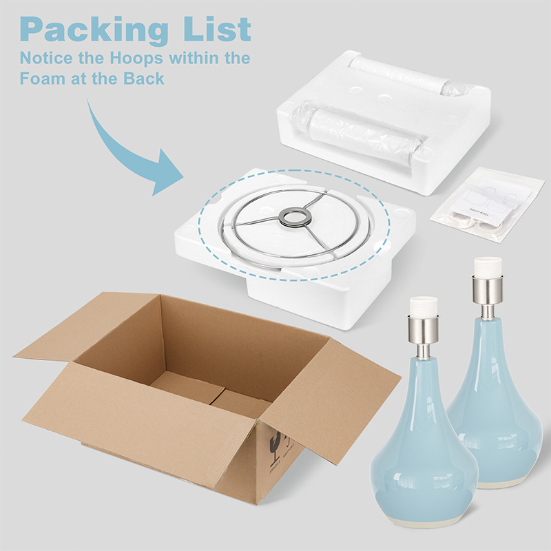 19.5'' Light Blue Ceramic Bedside Table Lamp with Socket Switch (Set of 2)