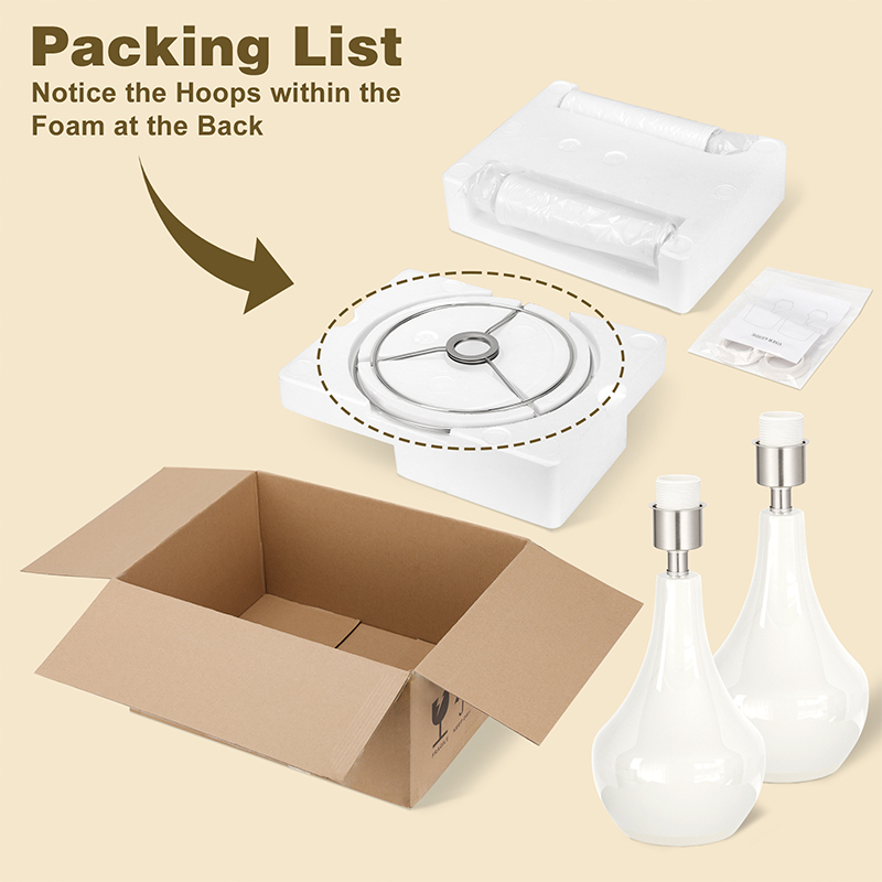 19.5'' White Ceramic Bedside Table Lamp with Socket Switch (Set of 2)